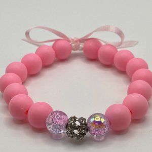 Pink Children's Bling Thin Ribbon Bracelet and Earrings(Touched…